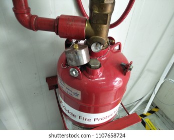 Kuala Lumpur , Malaysia - June , 2018: Kidde Fire Extinguishers System Brand In A Server Room. Top View. 