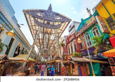 Kuala Lumpur, Malaysia - June 25: People walking and shopping around Kasturi Walk Central Market, Kuala Lumpur on June 25, 2015  