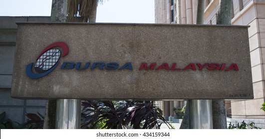 KUALA LUMPUR, MALAYSIA - JUNE 5, 2016 : Signboard Of Bursa Malaysia (Kuala Lumpur Stock Exchange) In Kuala Lumpur, Malaysia