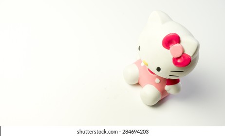 Kuala Lumpur, Malaysia - June 6, 2015 : Studio Shot Of Hello Kitty Figure, Fictional Character By Sanrio. Hello Kitty, Kitty White Or Harokiti Is A Staple Of Kawaii Segment Of Japanese Popular Culture