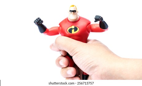 Kuala Lumpur, Malaysia - March 01 ,2015: Mr Incredible Toy Character From The Incredibles Movie. Robert 