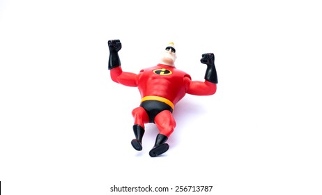 Kuala Lumpur, Malaysia - March 01 ,2015: Mr Incredible Toy Character From The Incredibles Movie. Robert 