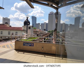 Kuala Lumpur, Malaysia - March 28 2021: Reflection Of Panggung Bandaraya Building From Masjid Jamek LRT Station, Kuala Lumpur