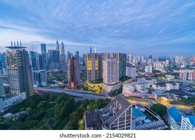 Kuala Lumpur, Malaysia - March 4th, 2022: Kuala Lumpur cityscape during sun rise and day light