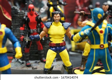 KUALA LUMPUR, MALAYSIA -MARCH 6, 2020: Selected Focused Fictional Character Action Figure Wolverine. Wolverine Is Appearing In American Comic Books And Movie Published By Marvel.