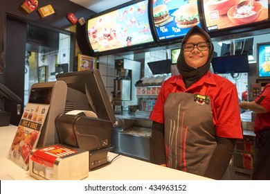 KUALA LUMPUR, MALAYSIA - MAY 09, 2016: Interior Of McDonald's. McDonald's Is The World's Largest Chain Of Hamburger Fast Food Restaurants.