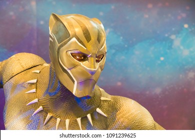 KUALA LUMPUR, MALAYSIA - MAY 13, 2018: Black Panther from the movie Avengers Infinity. Black Panther is a American superhero film based on the Marvel Comics superhero team produced by Marvel Studios