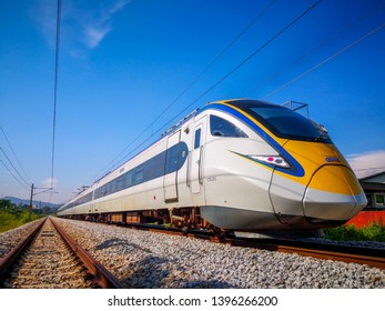 Kuala Lumpur, Malaysia - May 13, 2019: Electrical Tren Systems (ETS) Is An Inter City Rail Service Operated In Malaysia And Is The High Speed Train In Asia. 