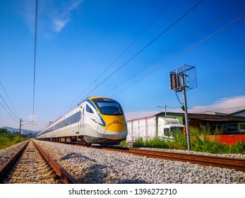 Kuala Lumpur, Malaysia - May 13, 2019: Electrical Tren Systems (ETS) Is An Inter City Rail Service Operated In Malaysia And Is The High Speed Train In Asia. 