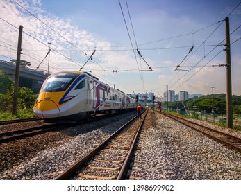 Kuala Lumpur, Malaysia - May 15, 2019: Electrical Tren Systems (ETS) Is An Inter City Rail Service Operated In Malaysia And Is The High Speed Train In Asia. 