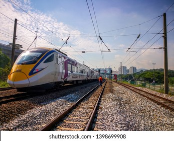 Kuala Lumpur, Malaysia - May 15, 2019: Electrical Tren Systems (ETS) Is An Inter City Rail Service Operated In Malaysia And Is The High Speed Train In Asia. 