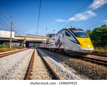 Kuala Lumpur, Malaysia - May 15, 2019: Electrical Tren Systems (ETS) Is An Inter City Rail Service Operated In Malaysia And Is The High Speed Train In Asia. 