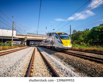 Kuala Lumpur, Malaysia - May 15, 2019: Electrical Tren Systems (ETS) Is An Inter City Rail Service Operated In Malaysia And Is The High Speed Train In Asia. 