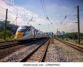 Kuala Lumpur, Malaysia - May 15, 2019: Electrical Tren Systems (ETS) Is An Inter City Rail Service Operated In Malaysia And Is The High Speed Train In Asia. 