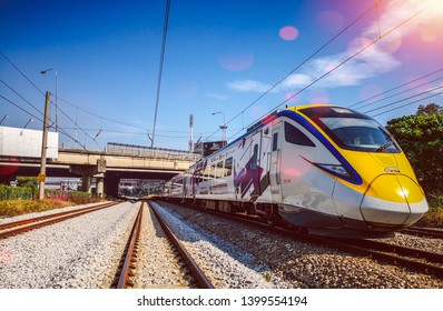 Kuala Lumpur, Malaysia - May 15, 2019: Electrical Tren Systems (ETS) Is An Inter City Rail Service Operated In Malaysia And Is The High Speed Train In Asia. 