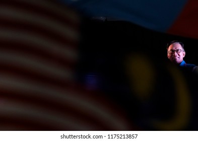 KUALA LUMPUR, MALAYSIA - MAY 16, 2018 : Pakatan Harapan Political Party And Datuk Seri Anwar Ibrahim Give A Speech After Released From Prison In Kuala Lumpur, Malaysia.