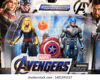Kuala Lumpur, Malaysia - May 2019 : Avengers movie toys for sell in the Toys R Us store shelf.