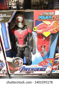 Kuala Lumpur, Malaysia - May 2019 : Antman movie toys for sell in the Toys R Us store shelf.