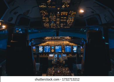 Kuala Lumpur, Malaysia: May 2020: Boeing 737-800 Flight Simulator Cockpit View.