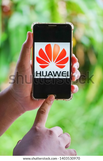 KUALA LUMPUR, MALAYSIA,\
MAY, 21 2019 : A Huawei mobile phone generated by android based OS.\
Huawei currently being black list by US and Lost access to Android\
and Google. 