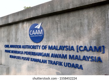 KUALA LUMPUR, MALAYSIA - November 12, 2019 : A View Of Entrance And Logo Of Civil Aviation Authority Of Malaysia Building At Subang.