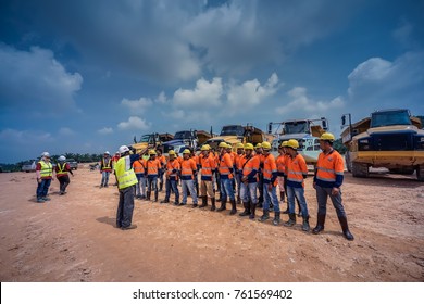 Kuala Lumpur, Malaysia - November 12 2017 : Environmental, Safety And Health  Training For Construction Workers On Site In Kuala Lumpur Malaysia.