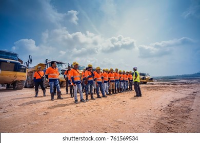 Kuala Lumpur, Malaysia - November 12 2017 : Environmental, Safety And Health  Training For Construction Workers On Site In Kuala Lumpur Malaysia.