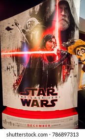 KUALA LUMPUR, MALAYSIA - NOVEMBER 19, 2017: Star Wars: The Last Jedi Movie Poster;  Is A 2017 American Epic Space Opera Film Written And Directed By Rian Johnson.