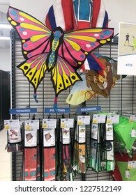 Kuala Lumpur, Malaysia - November 2018 : Decathlon Sporting Goods And Outdoors Store In Damansara Utama. Kites Of Sale In Decathlon Market. Damansara, Malaysia.