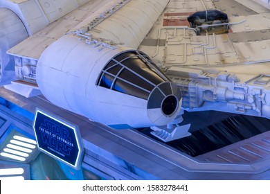 KUALA LUMPUR, MALAYSIA - NOVEMBER 23, 2019: Close-up detail of Millenium Falcon from Star Wars The Rise of Skywalker. This is a road show for promotion new Starwars movie