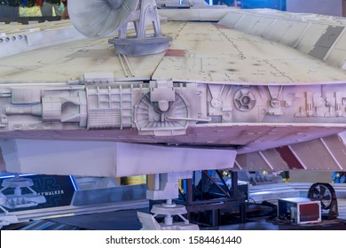 KUALA LUMPUR, MALAYSIA - NOVEMBER 23, 2019: Close-up detail of Millenium Falcon from Star Wars The Rise of Skywalker. This is a road show for promotion new Starwars movie