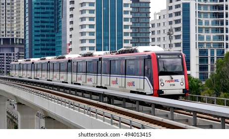 KUALA LUMPUR, MALAYSIA - OCT 3, 2016 : Ones Of Mrt Train Coach In Kuala Lumpur Malaysia, MRT (MASS Rapid Transit) Is New Public Transport For Everyone.