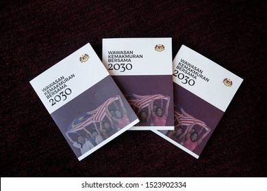 Kuala Lumpur, Malaysia - October 05,2019. The Shared Prosperity Vision 2030 (Wawasan Kemakmuran 2030)  Book 