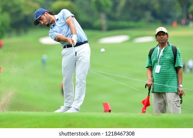 KUALA LUMPUR, MALAYSIA - October 13: Abraham Ancer Of Mexico Teeing Off At 17th Hole During Round Three Of CIMB CLASSIC 2018 At TPC Kuala Lumpur, KUALA LUMPUR, MALAYSIA On October 13, 2018.