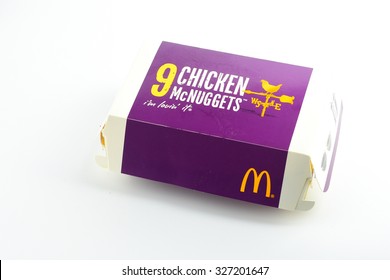 Kuala Lumpur, Malaysia - October 13, 2015: Box Of 9 McDonald Chicken Nugget On White Background.