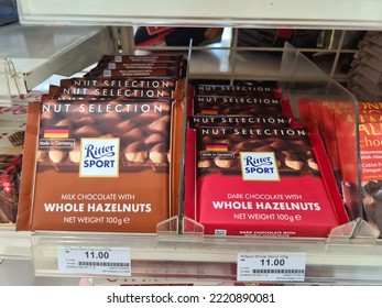 Kuala Lumpur, Malaysia - October 22, 2022 : Ritter Sports Germany Chocolate Bar In FamilyMart Convenience Store Shelf. FamilyMart Is The Third Largest Japanese Convenience  Franchise Chain In Japan.