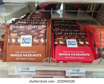 Kuala Lumpur, Malaysia - October 22, 2022 : Ritter Sports Germany Chocolate Bar In FamilyMart Convenience Store Shelf. FamilyMart Is The Third Largest Japanese Convenience  Franchise Chain In Japan.