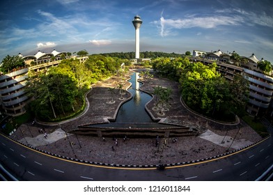 KUALA LUMPUR, MALAYSIA - OCTOBER 30 2018: The View Of KLIA (Kuala Lumpur International Airport ) Tower Surrounded With Car Park Building In The Morning.