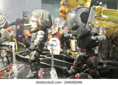 KUALA LUMPUR, MALAYSIA -OCTOBER 5, 2019: Selected focused on Ant-Man character action figure from Marvel Iron Man comics and movies. Displayed by the collector for the public. 
