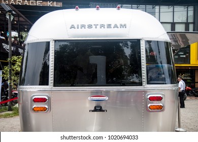 Kuala Lumpur, Malaysia - September 25th, 2016 : Airstream cafe was parked in front of the motorcycle garage in Ampang, Kuala Lumpur.