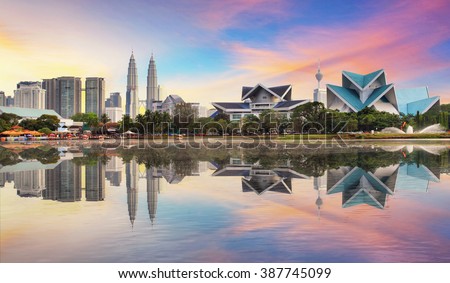 Kuala Lumpur, Malaysia skyline at Titiwangsa Park.