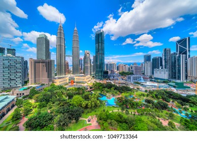 Kuala Lumpur, Malaysia. The Twin Towers And KLCC Park