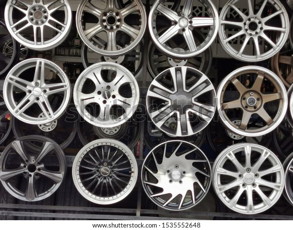 Kuala Lumpur, Malaysia-19 Oct\
2019.An image of car sport rim at the shop.The price of it will be\
increased due to excise duty import tax by the\
government