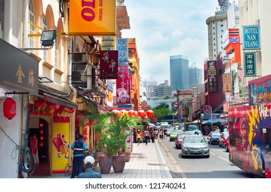 KUALA LUMPUR - MARCH 20: Chinatown street on March 20, 2012 in Kuala Lumpur. KL is the capital and most populous city in Malaysia. Covers an area of 243 km2 and has population of 1.6 million in 2012