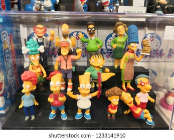 Kuala Lumpur , November 2018 : The Simpsons Toys Display For Sale In Toy Store. The Simpsons Is An American Animated Sitcom Created By Matt Groening For The Fox Broadcasting Company. 