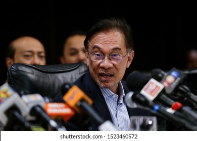 Kuala Lumpur,6 October 2019-Malaysia. Malaysia Political Leader Anwar Ibrahim Is Pictured In A Hotel In Shah Alam.