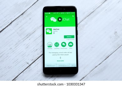 KUALA LUMPUR,MALAYSIA - JANUARY 28TH,2018:Wechat App On Android Play Store. Wechat Developed By Tencent.