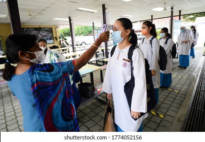 Kuala Lumpur/Malaysia-June 24 2020:
High School Students Wear Face Masks  On The Firsts Day During The First Day School Reopening Following  Restriction To Halth The Spread Of The Covid-19 Coronavirus