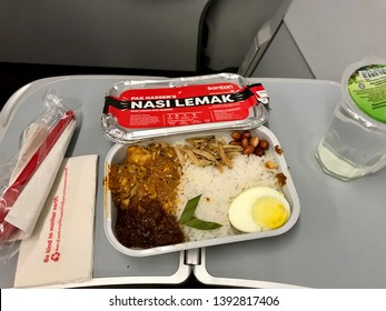 Kuala Lumpur-May 5, 2019 : The Pre Order Food In Airasia Flight From Kuala Lumpur To Myanmar. 