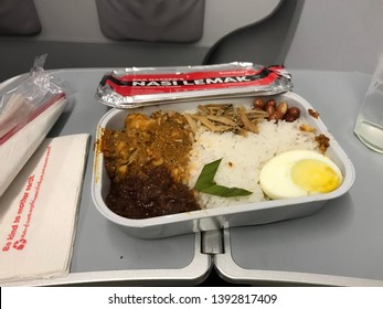 Kuala Lumpur-May 5, 2019 : The Pre Order Food In Airasia Flight From Kuala Lumpur To Myanmar. 